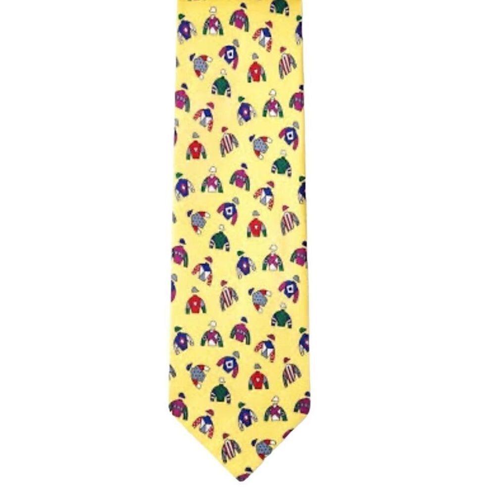 Alynn neckwear racing colors, novelty, Jackie yellow tie, 100% silk
